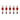 Set of 11 red Marius players and 4 stainless steel bars